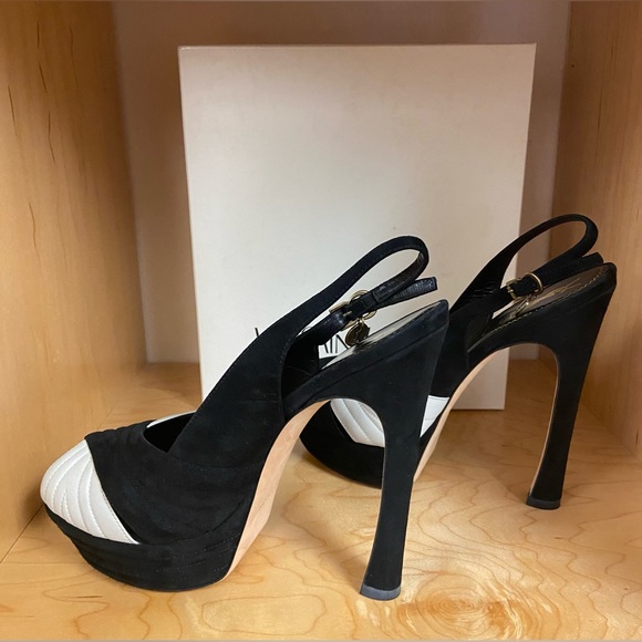 YSL YVES SAINT LAUREN WOMEN LEATHER HEELS/ SHOES MADE IN ITALY SIZE 41 - Picture 4 of 7